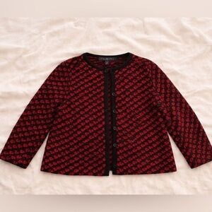 Talbots Black and Red Patterned Cardigan